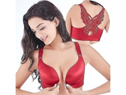 2026-sujetador Comfort Rose Con Cierre Frontal, Diseño T-spalla Con Encaje Floral, Sin Alambre Y Sin Costuras Para Mujer