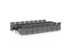 Maison Exclusive - Juego de comedor de jardín de 17 piezas con cojines de mimbre, gris