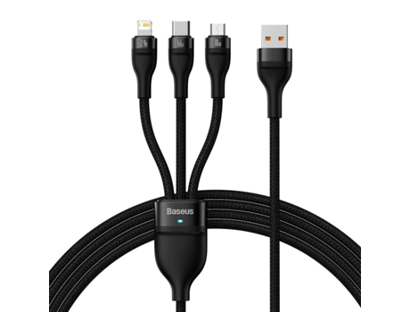 Cable de datos de carga rápida universal 3 en 1 Flash Series II (Type-C vers Micro Lightning Type-C) 66W Flash Series II BASEUS