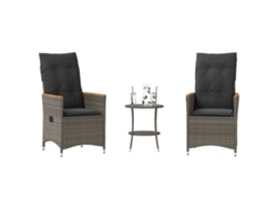 Conjunto de bistró de 3 piezas con cojines de mimbre gris, Dkd Home Decor