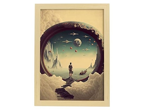 NACNIC Poster Portal Ártico En Estilo Surrealismo Cinematográfico Ilustraciones Y Grabados De Historieta Abstracta Y Artística A4 Marcos Madera