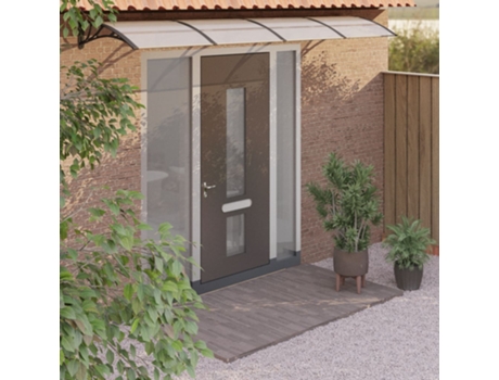 MAISON EXCLUSIVE Marquesina puerta policarbonato negro y transparente 350x80 cm