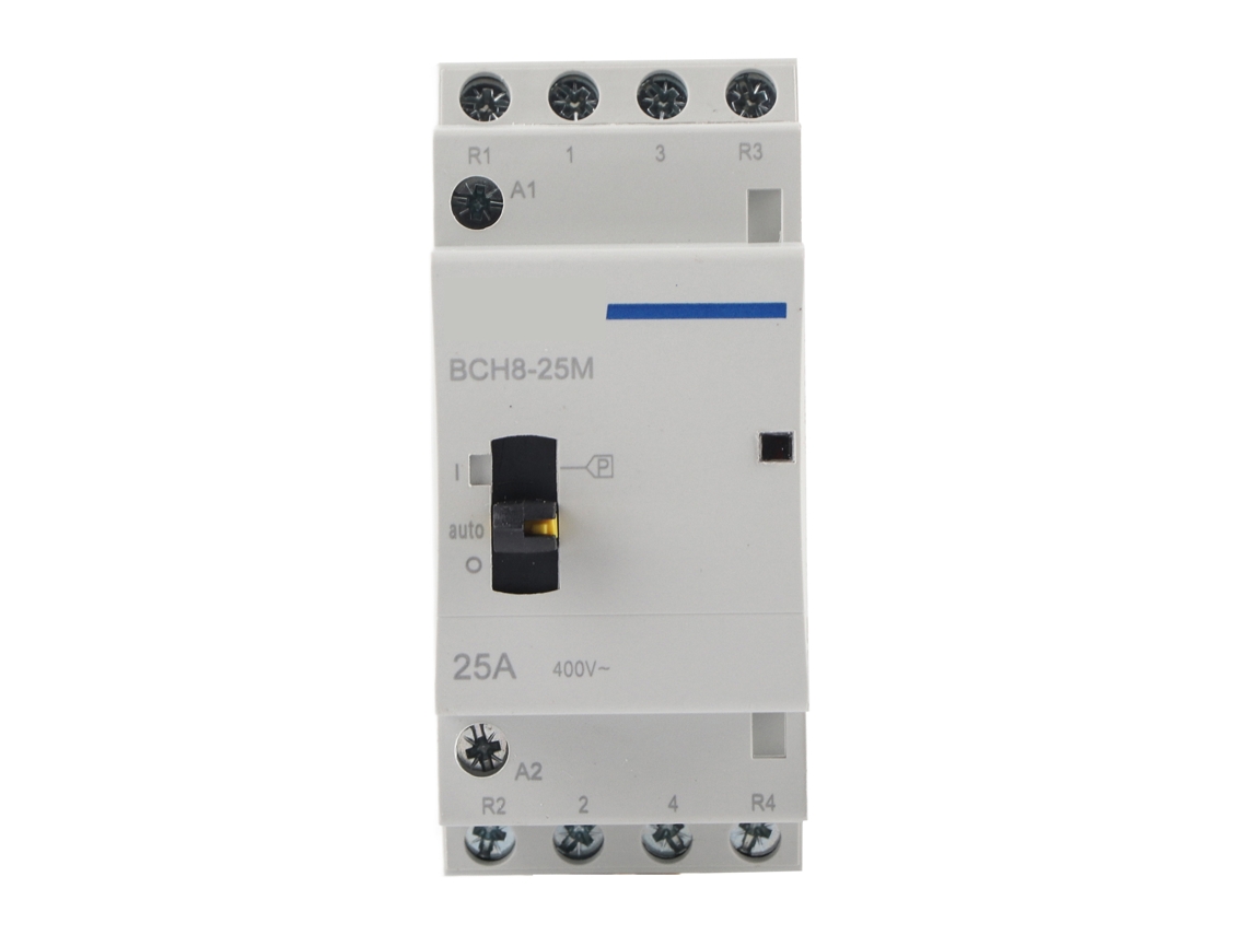 Contactor Ac Modular Hogar 4p 25a Bch8-25m 2no2nc Interruptor Manual Din Rail
