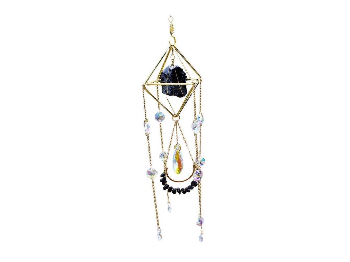 Colgante de cristal para atrapasol, carillón de viento arcoíris, decoración navideña para árbol de exterior.
