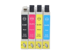 4 Cartuchos De Tinta Bk Cmy De Alta Capacidad Compatibles Con Las Impresoras T0461, T0472, T0473 Y T0474.