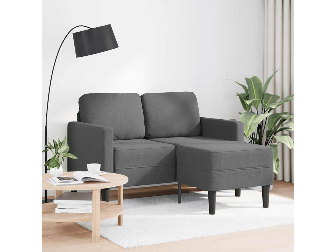 Sofá De 2 Plazas Con Chaise Longue En Forma L Gris Oscuro 125cm