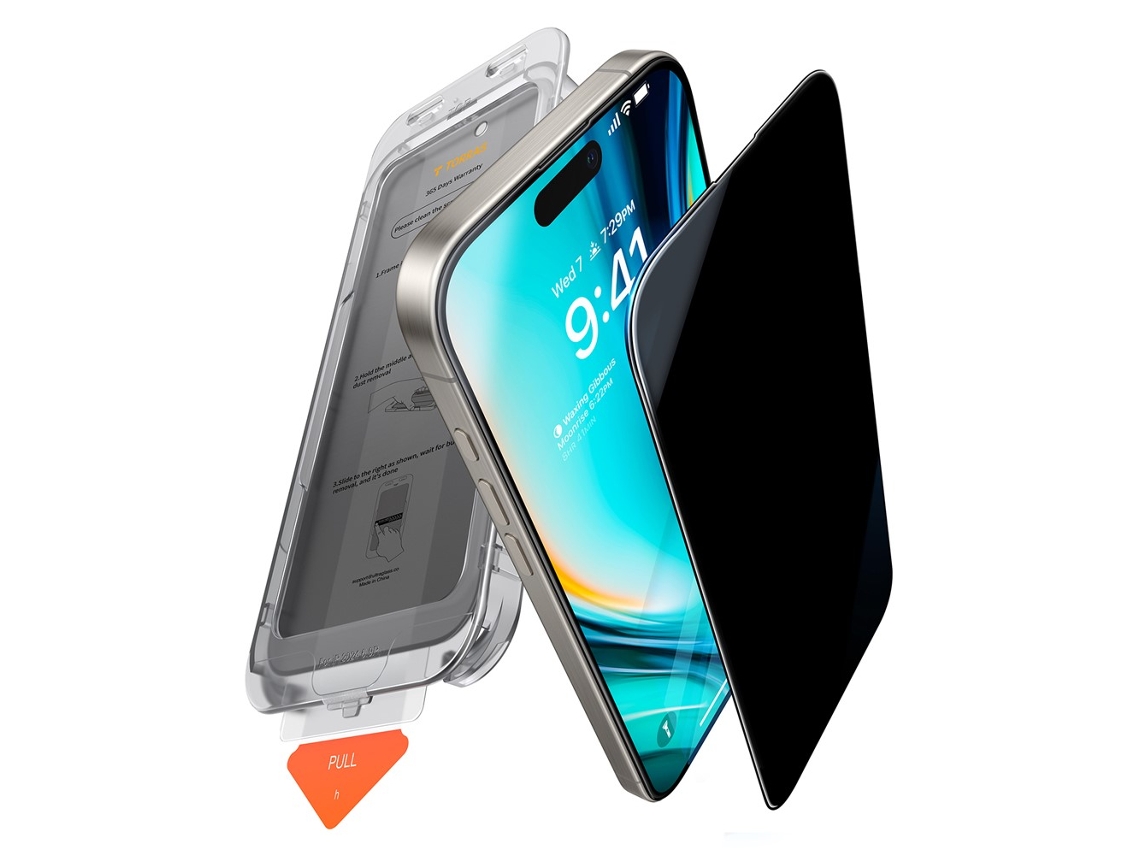 Torras Glassgo Protector De Pantalla Anti-espía Para Iphone 16 Plus, Cristal Templado, Película Privada Con Marco De Alineación Automática