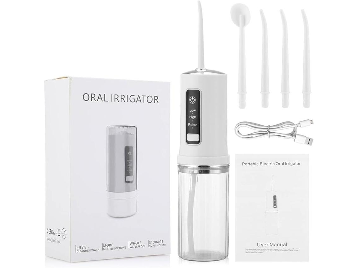 Irrigador Oral Elétrico Sem Fio Limpador de Dentes 3 Modos 4 Bicos Ipx7 À Prova D'Água GERTIZ