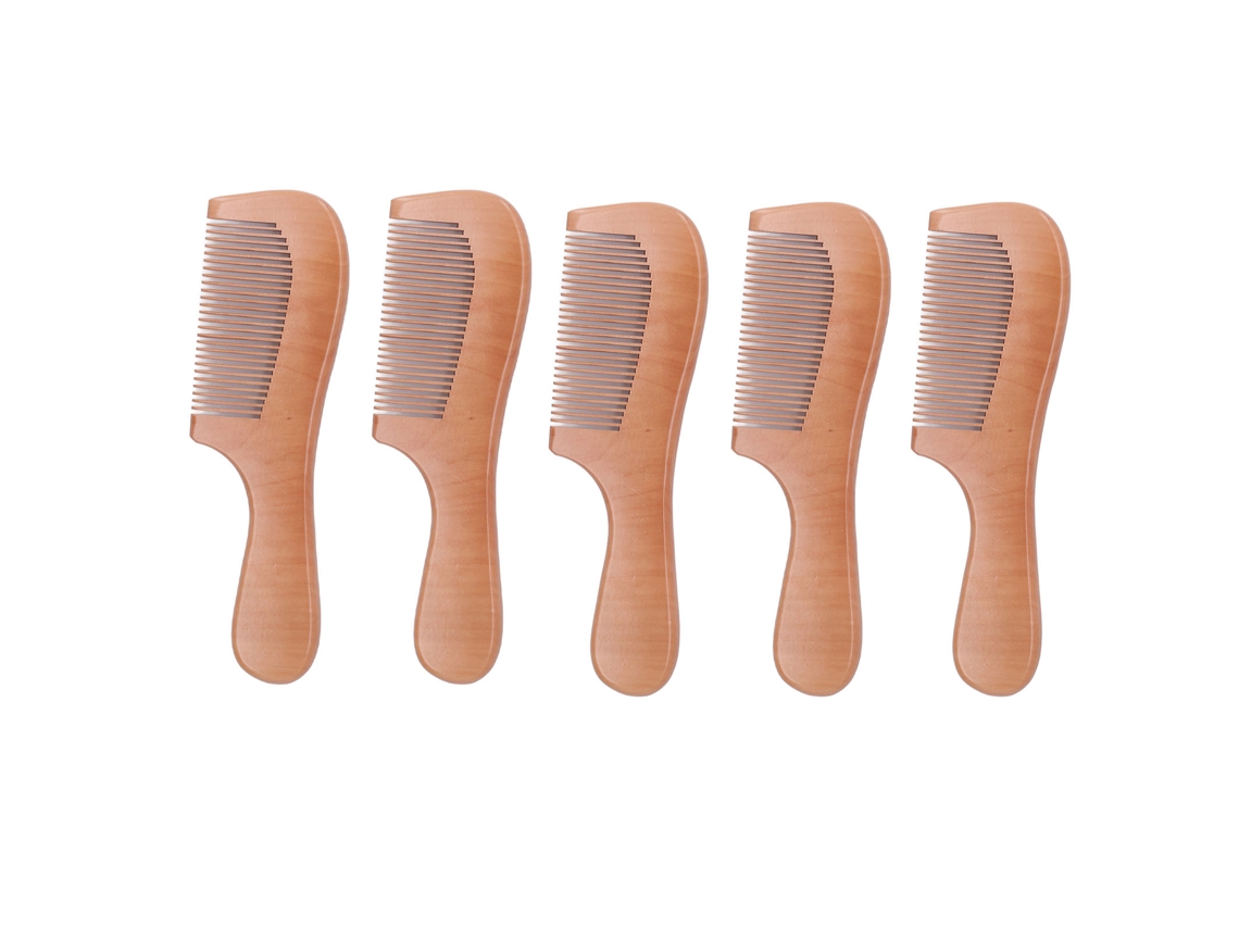 Vlrla-5pcs Peach Wood Cabelo Comb Com Ergonomic Cabo