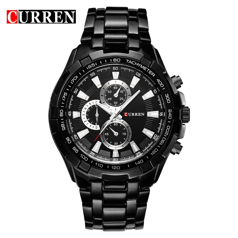 Reloj deportivo casual para hombre (negro), estilo militar, totalmente de acero inoxidable.