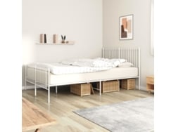 Estructura Cama Sin Colchón Con Estribo Metal Blanco 160x200 Cm