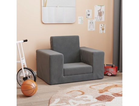 MAISON EXCLUSIVE - Sofá cama infantil felpa suave gris antracita