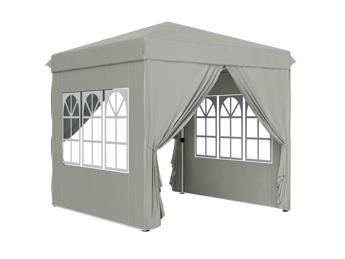 Pabellón Plegable De 2,5 X 2,5 M, Impermeable, Con Protección Uv50+, Color Gris Claro.