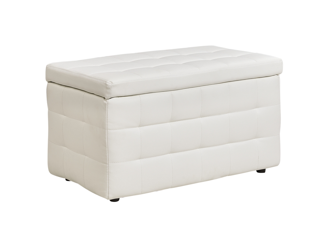 Otomana de piel sintética blanca 72 x 40 cm BELIANI Michigan