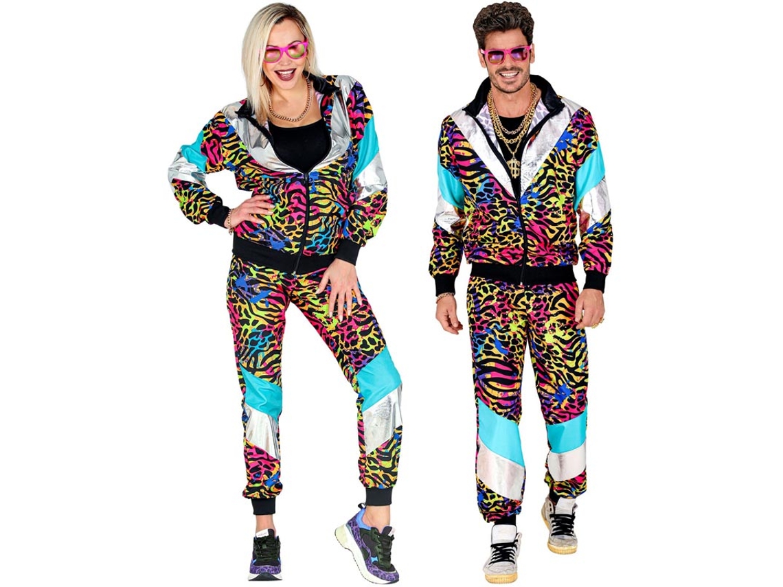 Disfraz de Chándal Animal Print Años 80 multicolor neón para adulto
