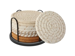 Posavasos Algodón 8 Pcs Con Soporte, Absorbentes Estilo Boho Para Bebidas