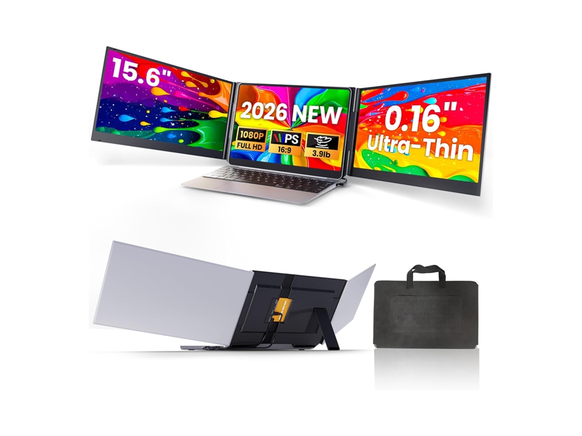 Siaviala P7 2026 Nuevo Monitor Portátil Extensible para Portátil, Triple Pantalla Portátil Ultraligera de 15,6" con Pantalla IPS FHD 1080P