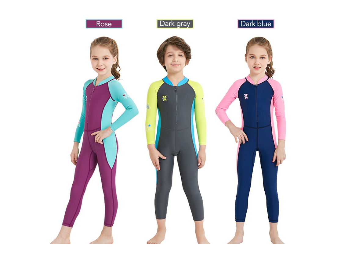 Traje De Baño Infantil De Cuerpo Entero Con Mangas Largas Y Protección Uv 50+ Para Niñas Y Niños.