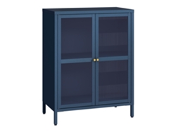 Aparador Säkylä 84x64x35cm 2 Puertas Cristal Azul Marino [EN.CASA]