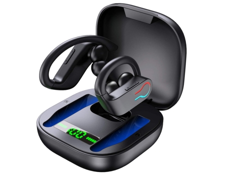 Auricular inalámbrico, auriculares con gancho para la oreja de un solo tiempo de reproducción de 8 horas, auricular inalámbrico con cancelación de ...