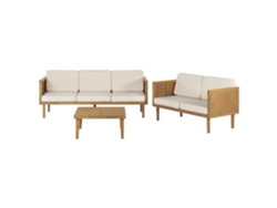 Conjunto de jardín 5 plazas de madera de acacia clara/blanco crema BELIANI Baratti