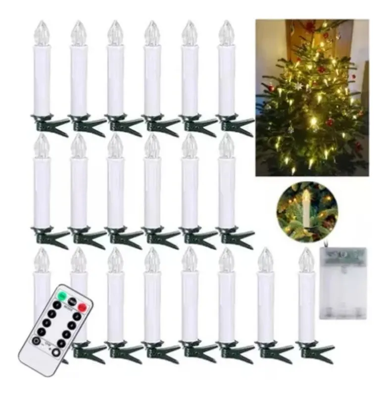 Nuevas luces LED para árbol de Navidad con forma de vela de Evayotoy (20 unidades)