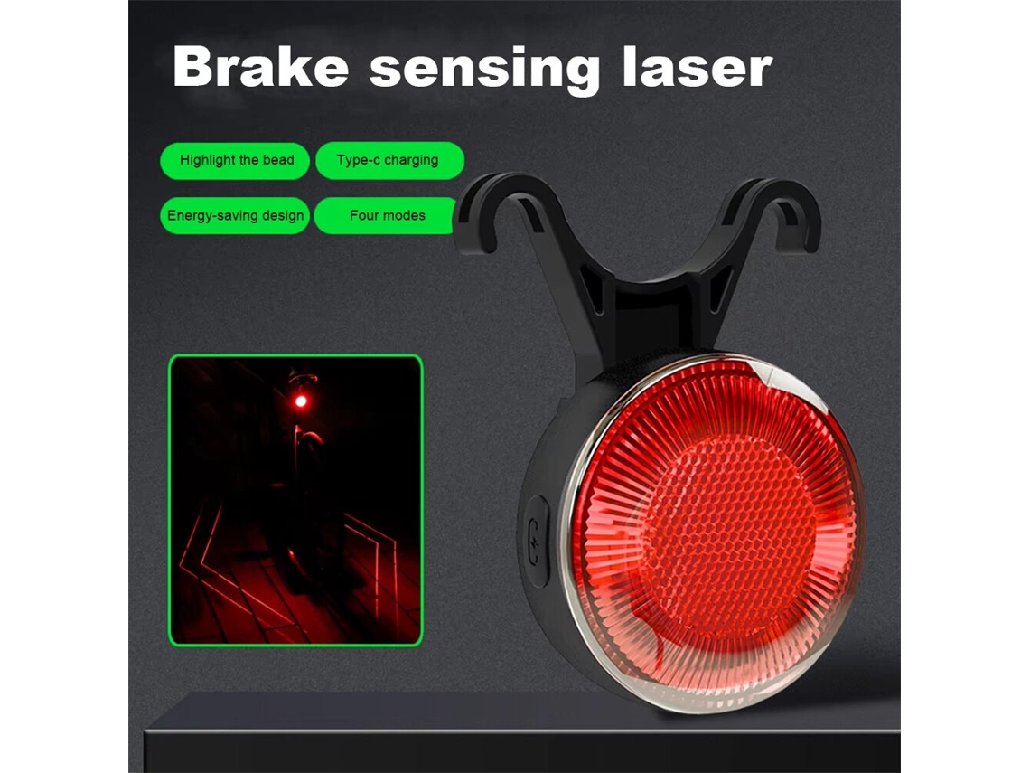 Laser leadbike Ld93-ls Lanterna Traseira Laser Sensor Freio 180° 500mah 5 Modos Usb-c Ipx5 Resistente Desgaste Ciclismo Noturno