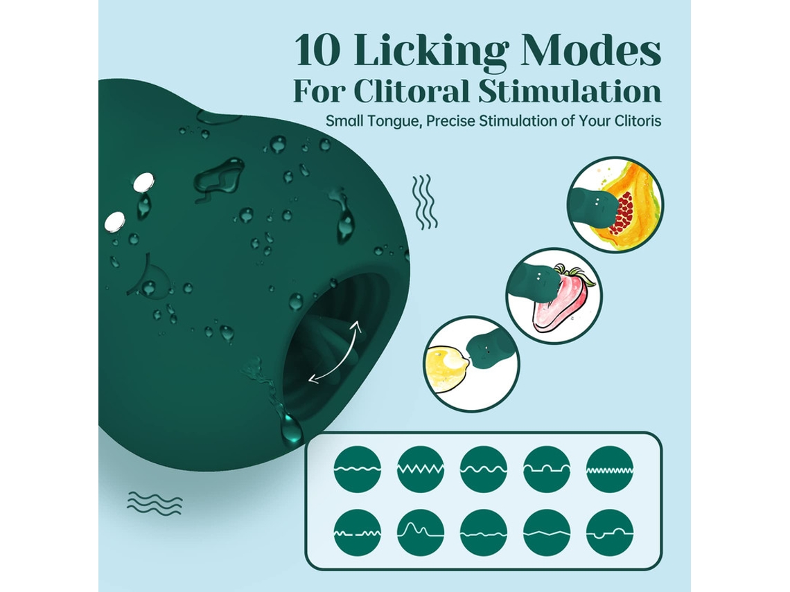 Vibrador de silicona para lamer la lengua de 10 frecuencias para mujeres (verde) YIZHOOD