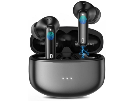 Auriculares inalámbricos, auriculares Bluetooth de reproducción de 50 horas en el oído con micrófono, auriculares estéreo de alta fidelidad con CHR...