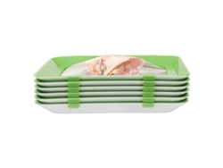 Bandeja para conservar alimentos, material resistente, cierre hermético para mantener la frescura, color verde, 6 unidades.