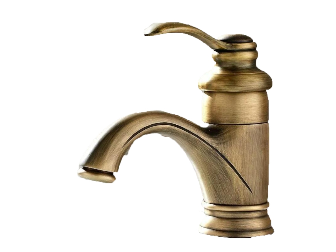 Grifo de baño de estilo retro europeo con agua fría y caliente, acabado vintage y diseño de rociador. Mdug