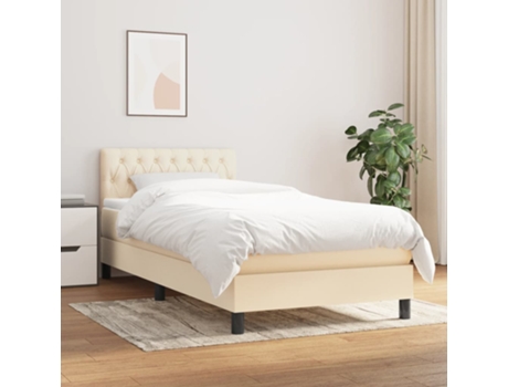 vidaXL Cama con somier y colchón 90x190 cm tela color crema