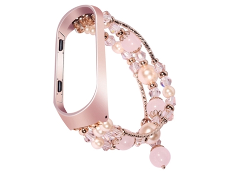 Correa metal + ágata colgante de ágata de cristal para Xiaomi Mi Band 5/Mi Band 6 - rosa