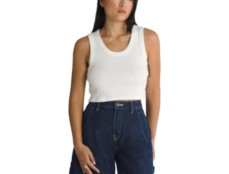 Camiseta de Mujer VANS Sapatos Drew Rib Tecido Blanco (L)