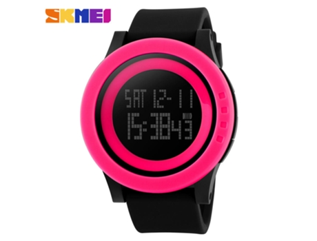 Reloj deportivo LED electrónico digital reloj impermeable al aire libre relojes para mujeres hombres-círculo rojo cinturón negro LUUCOZK