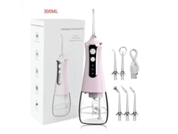 Irrigador bucal Yizhood con 5 boquillas, 3 modos, USB, tanque rosa de 300 ml