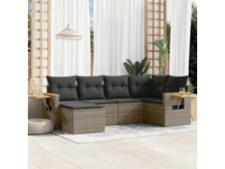 Conjunto de 6 sofás de jardín con cojines en mimbre gris DKD Home Decor