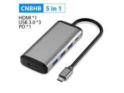 Estación de acoplamiento USB 3.0 tipo C a HDMI Yizhood Hub USB RJ45 para MacBook Pro Huawei P30/P20 Samsung USB C gris