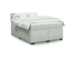 Cama Box Spring Con Colchón Terciopelo Gris Claro 160x200 Cm
