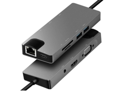 Estación de acoplamiento con concentrador USB-C 9 en 1, adaptador multipuerto con HDMI 4K, Gigabit Ethernet RJ45, VGA 1080P, audio auxiliar de 3,5 mm, 2 USB 3.0 YIZHOOD