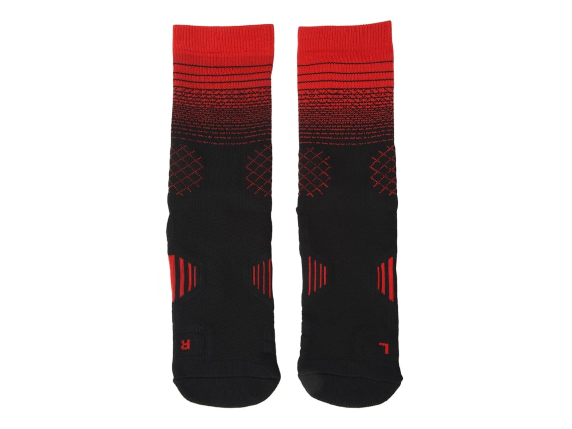 Meias Esportivas De Crew Para Homem Meias De Basquete Elite Com Amortecimento Antiderrapante Grossas Respiráveis Tamanho L 37‑45 Preto Vermelho