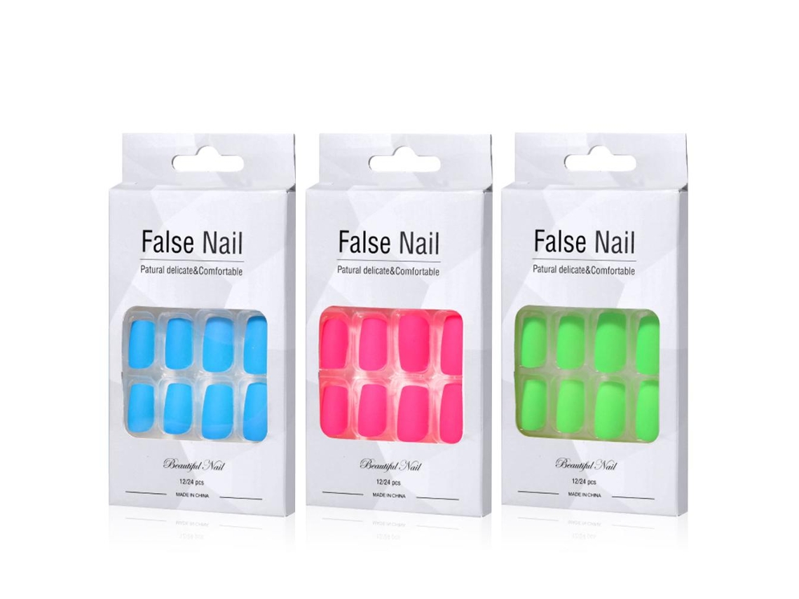Rebe - Unhas Postiças Autoadesivas Fluorescentes - Cobertura Total para Nail Art DIY e Salões de Beleza para Mulheres e Meninas