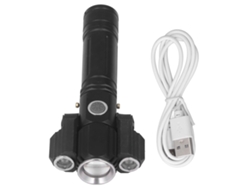 Rebe-linterna Led Exterior De Tres Cabezas Portátil Impermeable Con Enfoque Rotatorio Recargable Para Camping Y Ciclismo