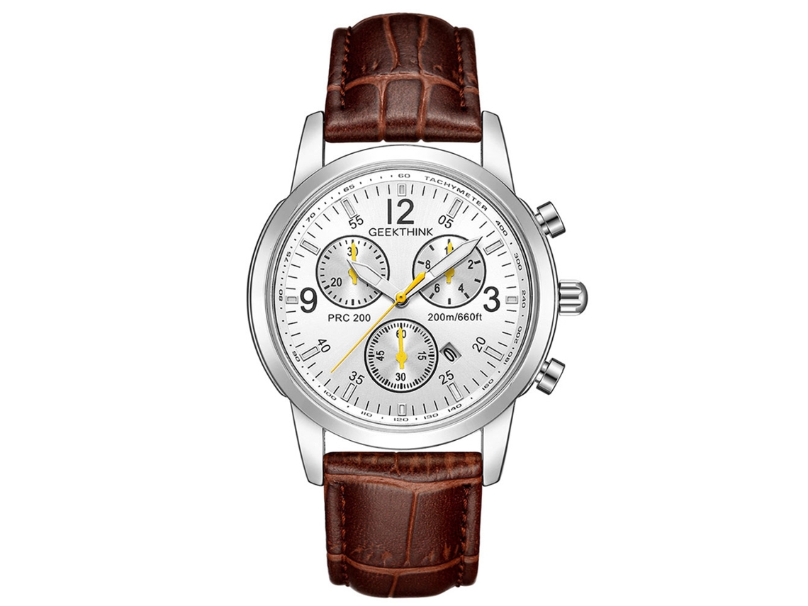 Reloj De Pulsera Geethink Para Hombre, Piel Sintética, Tres Subesferas, Estilo Ejecutivo, A La Moda.