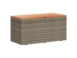 Caja de almacenamiento de jardín 110x50x54 cm Mimbre/Madera maciza de acacia Gris MAISON EXCLUSIVE