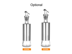 Dispensador De Aceite De Oliva De Vidrio Y Acero Inoxidable Con Boquilla Antigoteo, 300 Ml, Para Cocina.