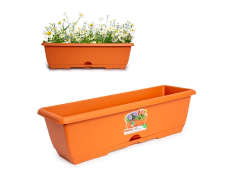 Jardinera Rectangular 60 cm con Plato Integrado. Terracota PLASTIC FORTE