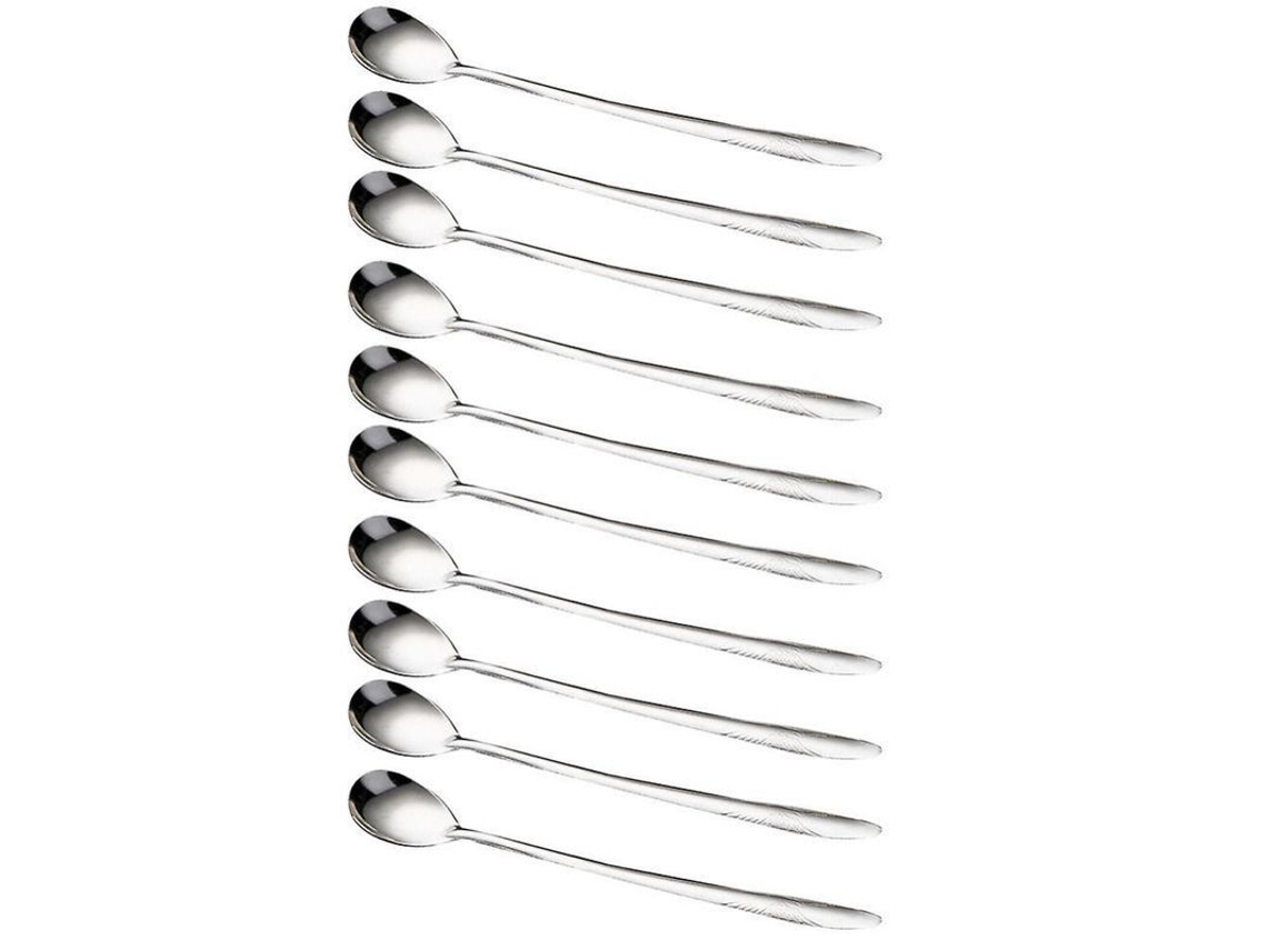 2026da-10 Cucharas De Acero Inoxidable Largas Para Café Helado Postre Té 19cm Zdk 10 Unidades