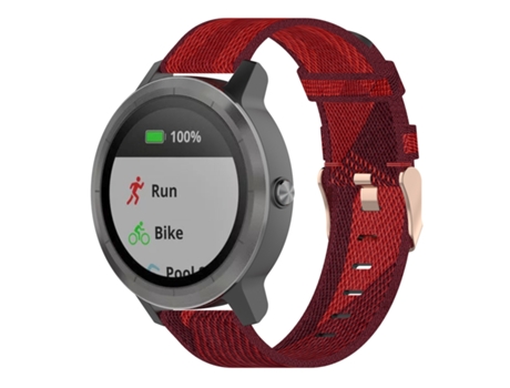 Correa de reloj de nailon a rayas de 20 mm para Garmin Venu, Vivomove 3, Vivoactive 3, Forerunner 245/645 (rojo)