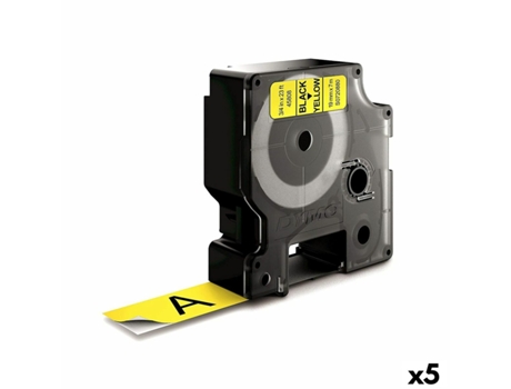 Cinta Laminada Para Etiquetadoras DYMO D1 (Negro Y Amarillo - 5 Unidades - 19Mm)